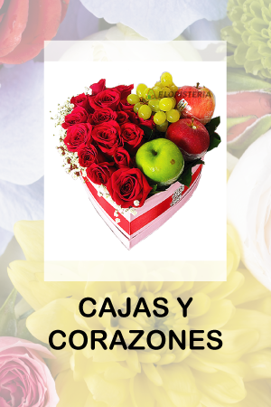 cajas con flores corazones con flores